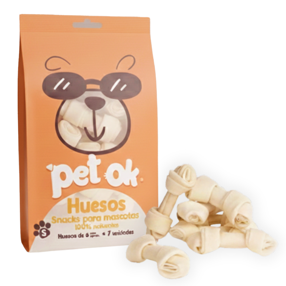 HUESO PET OK BLANCO 6CM X 7 UNIDADES