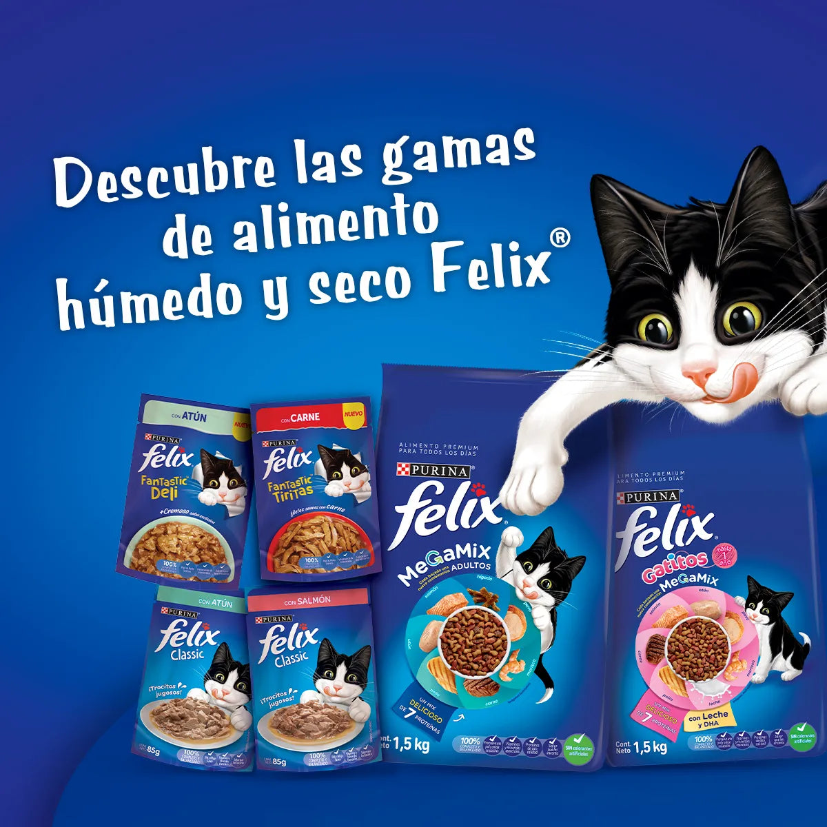 FELIX ALIMENTO HÚMEDO GATOS SABOR PESCADO BLANCO 85GR