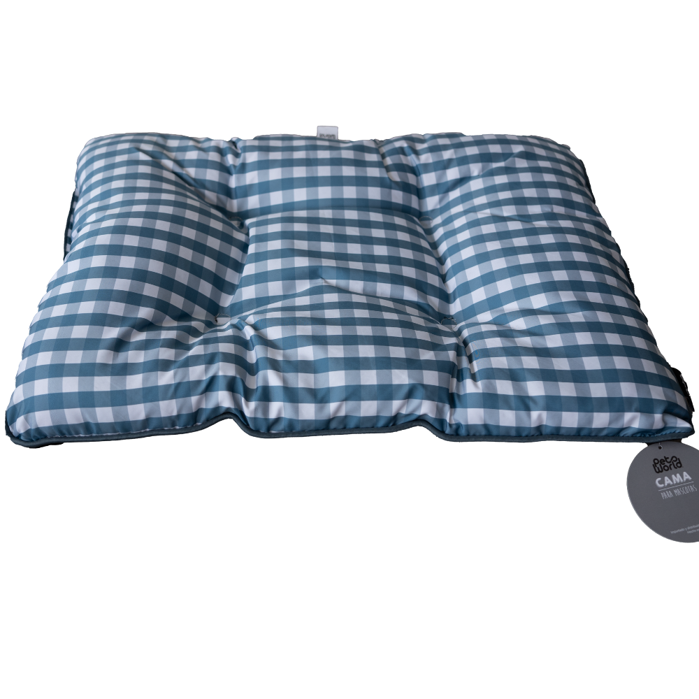 CAMA COJÍN MASCOTA RECTANGULAR DISEÑO CUADROS 63,5X48CM