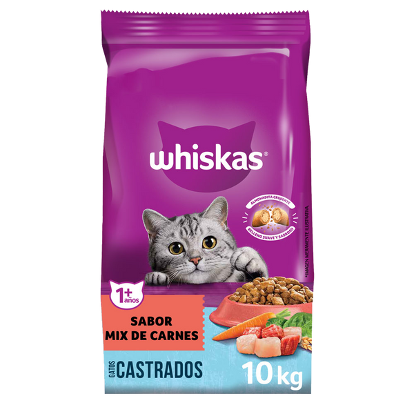 WHISKAS CASTRADOS MIX CARNE 10KG