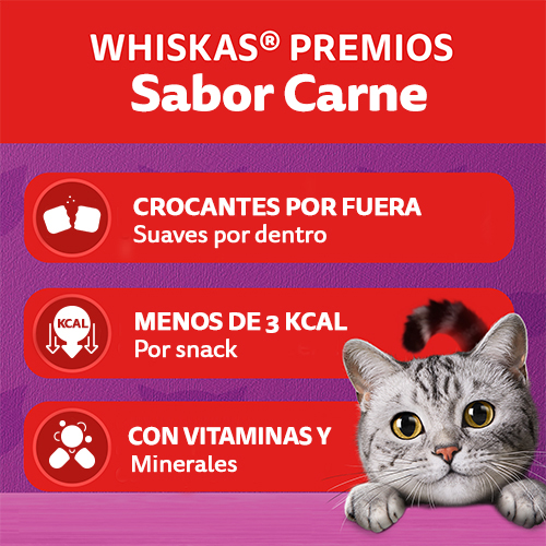 SNACK WHISKAS TENTADOR CARNE 80GR