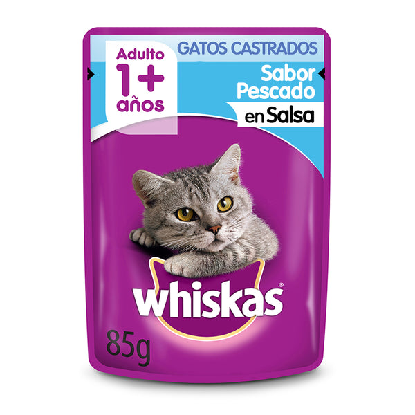 WHISKAS SOBRE CASTRADO PESCADO EN SALSA 85GR