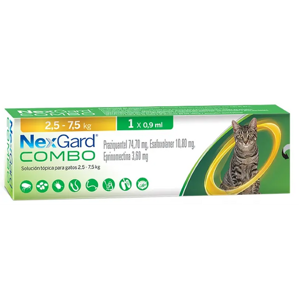 NEXGARD COMBO PIPETA GATO 2.5-7.5KG  0.9 ML X1