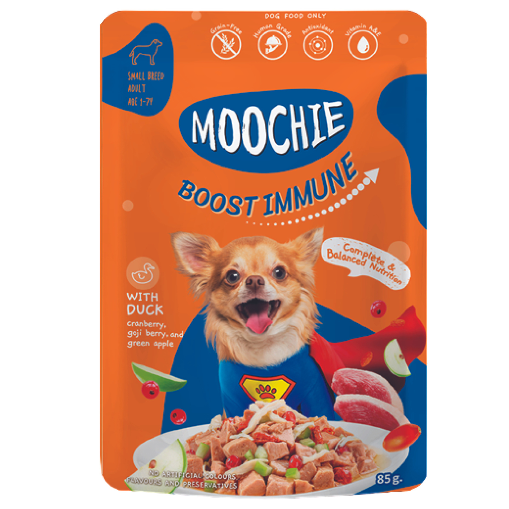MOOCHIE SOBRE PERRO PATO 85 GRS BOOST INMUNE