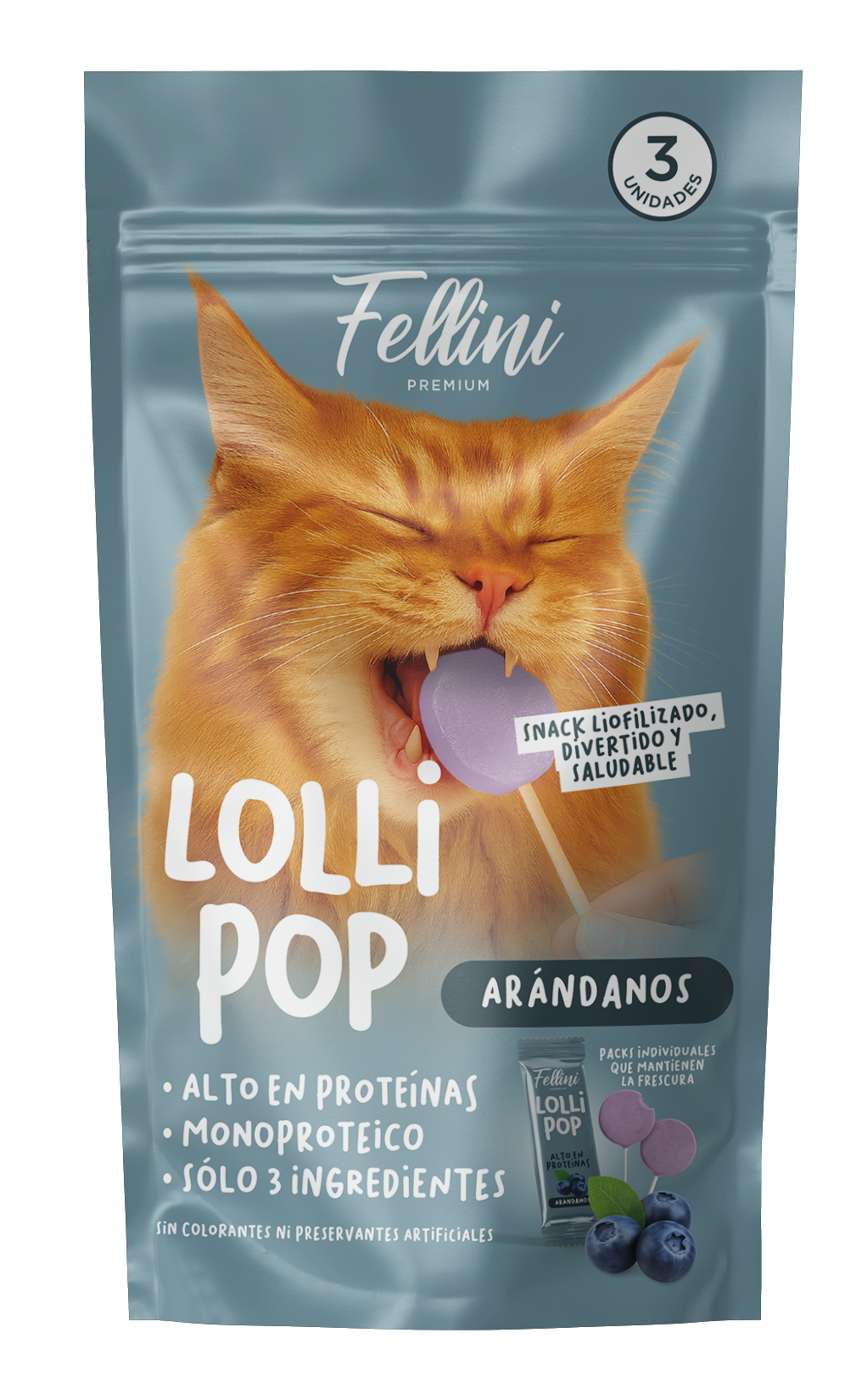 SNACK FELLINI LOLLIPOP ARANDANO 3 UNIDADES