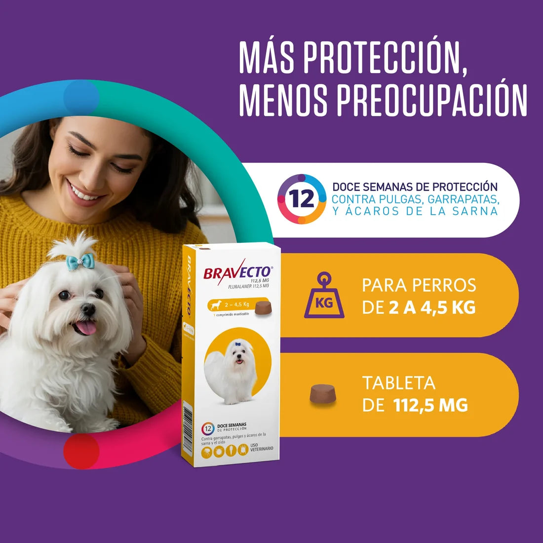 BRAVECTO PERRO 2-4.5KG TRES MESES X 1 COMPRIMIDO