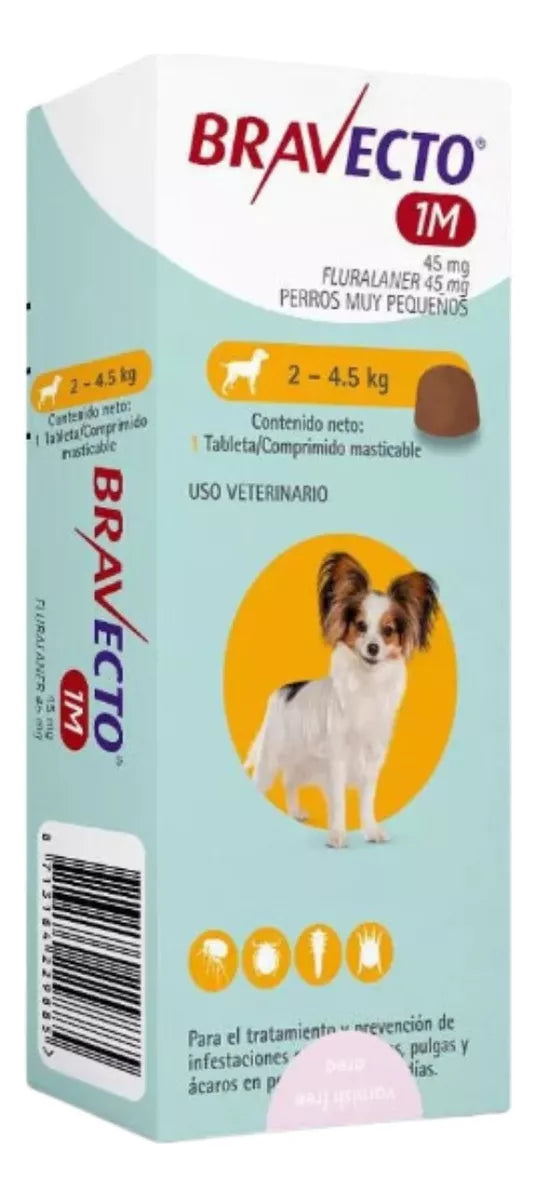BRAVECTO PERRO 2-4.5KG MENSUAL X1