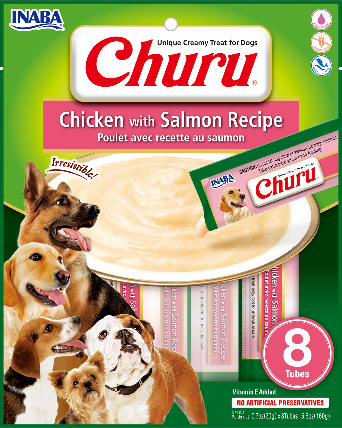 CHURU SOBRE PERRO POLLO/SALMÓN 8P 160GRS