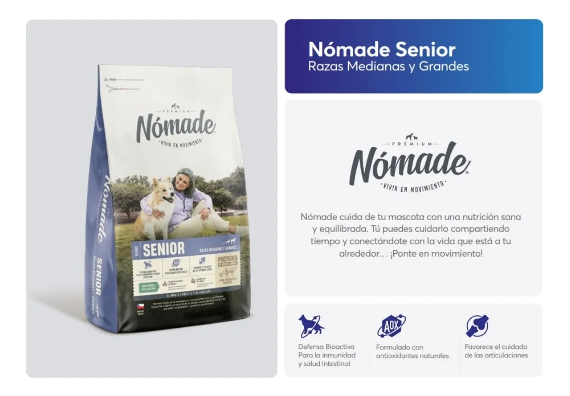 NOMADE SENIOR RAZAS MEDIANAS Y GRANDES 15KG