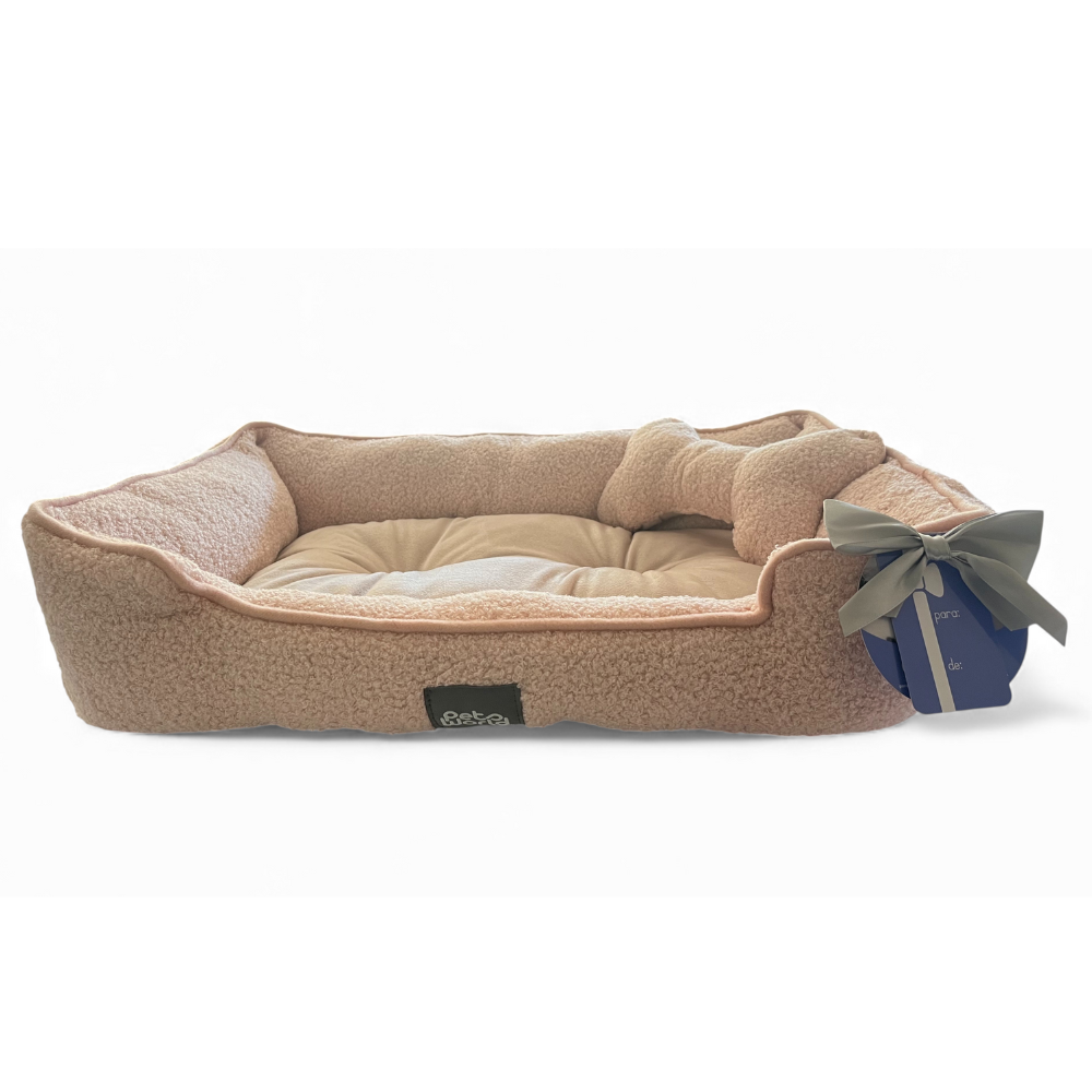 KIT CAMA RECTANGULAR+ COJIN ROSADO 56X40X15CM