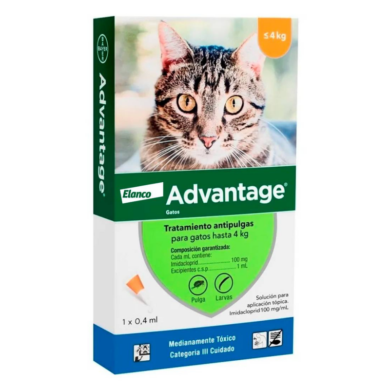 PIPETA ADVANTAGE GATO HASTA  4KG  NARANJA