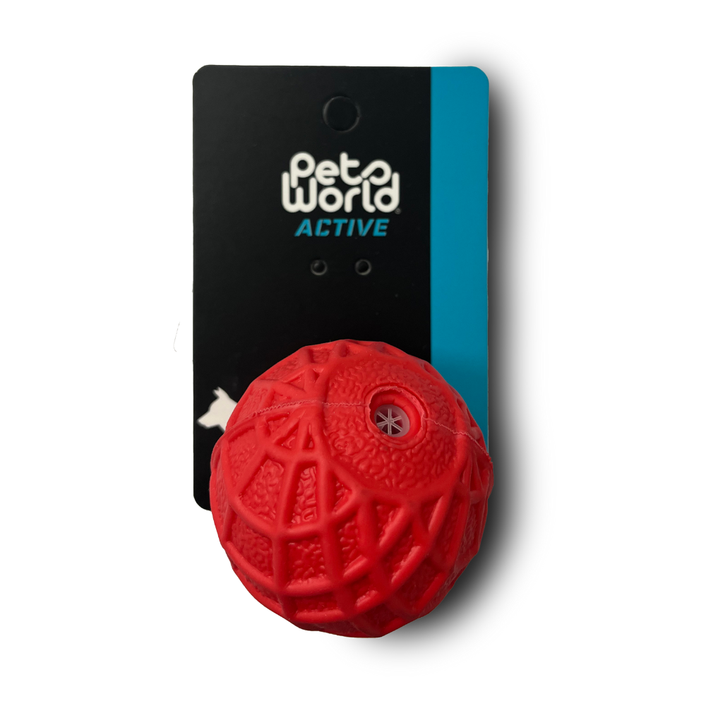 JUGUETE PERRO PELOTA GOMA DURA LINEAS 6.5CM (M9315)