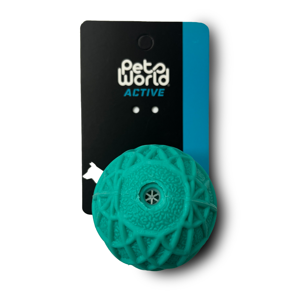 JUGUETE PERRO PELOTA GOMA DURA LINEAS 6.5CM (M9315)