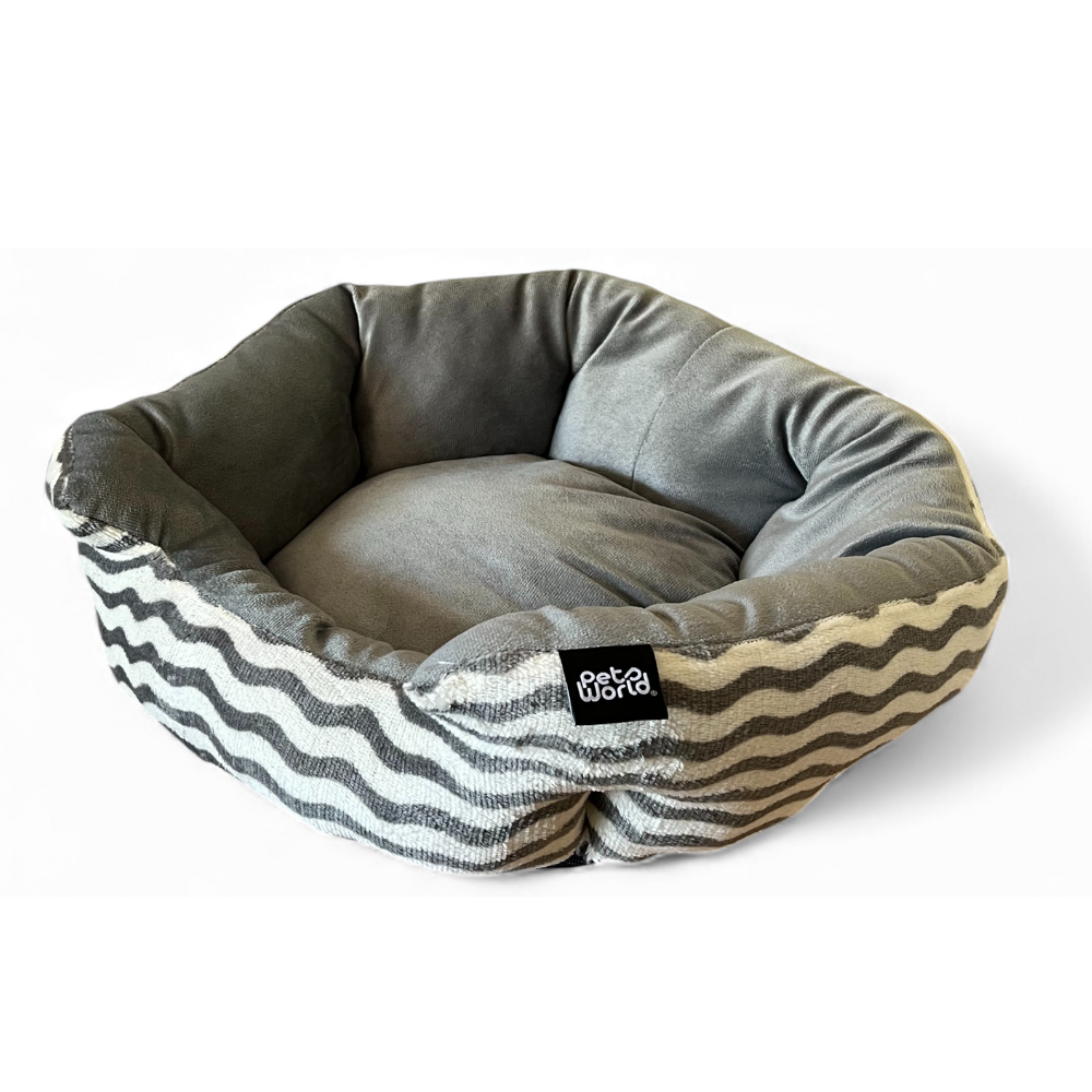 CAMA CIRCULAR DISEÑO LINEAS GRIS