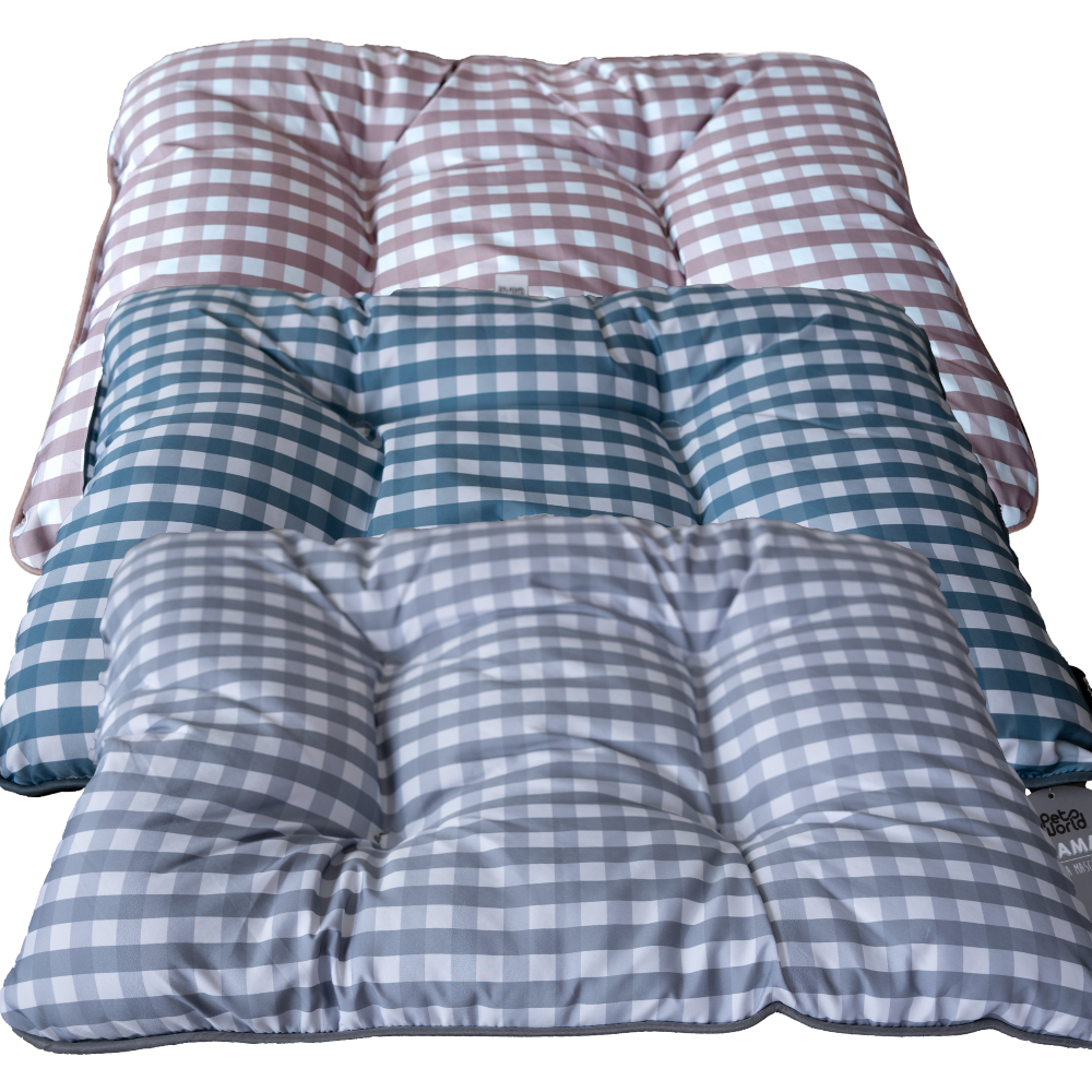 CAMA COJÍN MASCOTA RECTANGULAR DISEÑO CUADROS 63,5X48CM