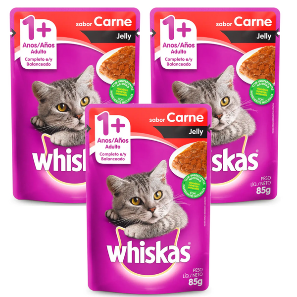 PACK WHISKAS SOBRE JELLY CARNE 3 UNID.