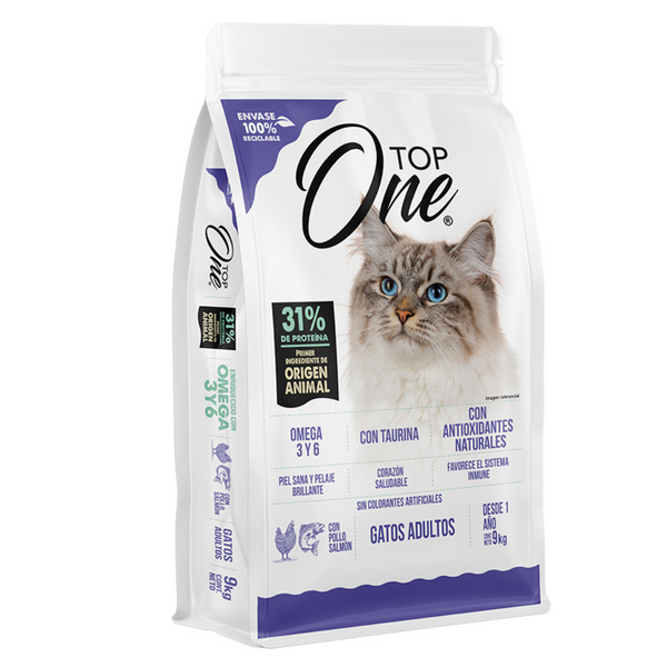 TOP ONE GATO ADULTO POLLO SALMON 9KG