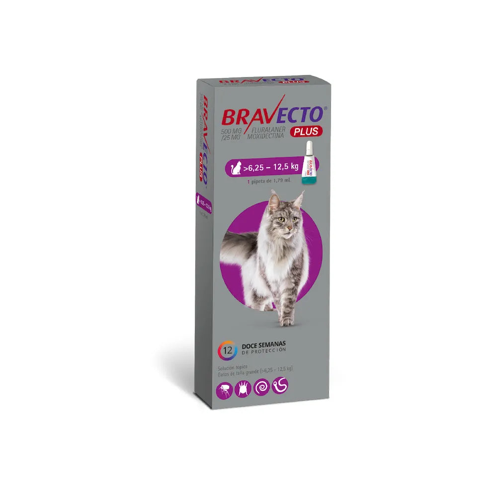 PIPETA BRAVECTO PLUS GATO GRANDE 6.25-12.5 X 1 UNIDAD