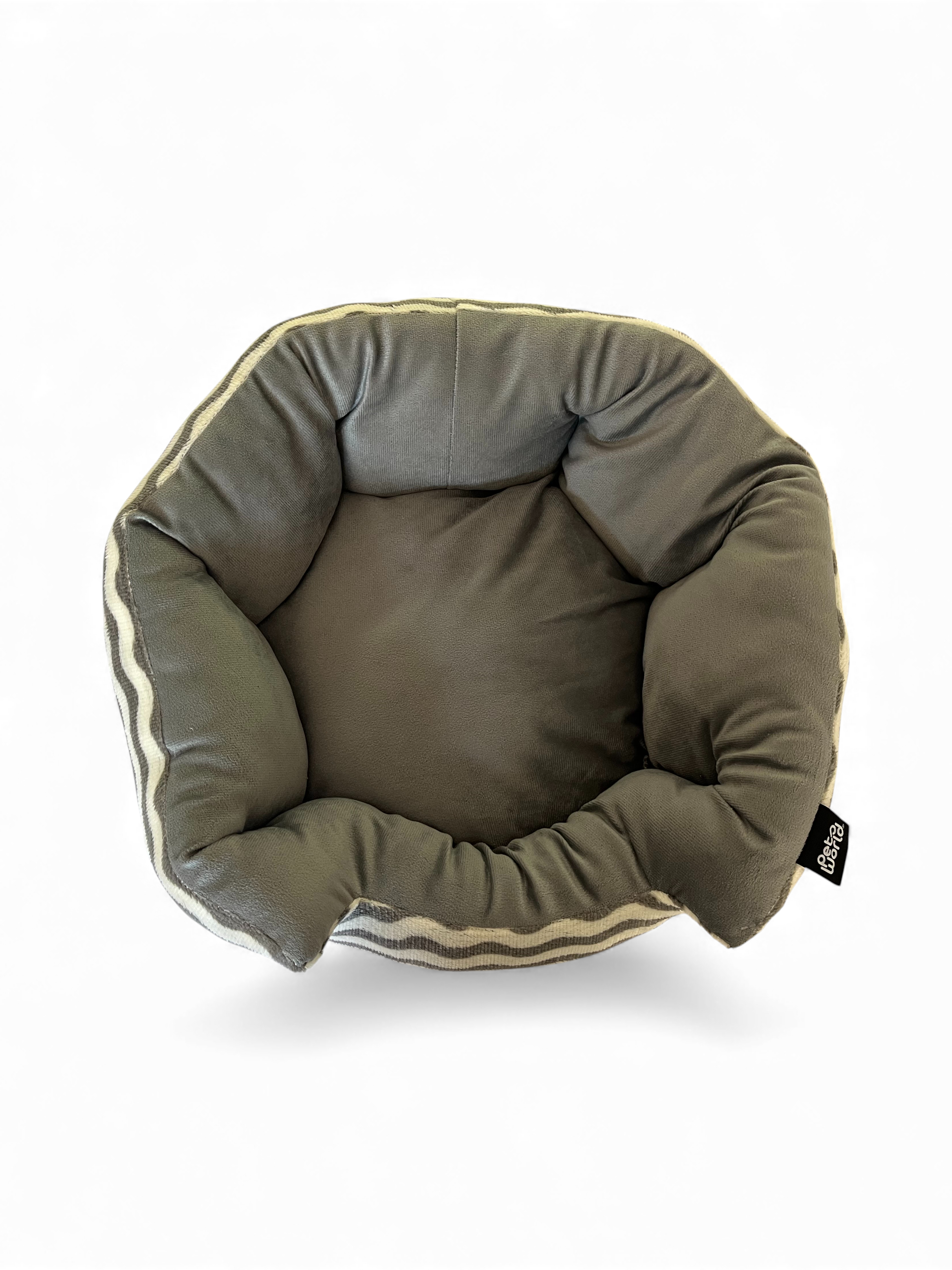 CAMA CIRCULAR DISEÑO LINEAS GRIS