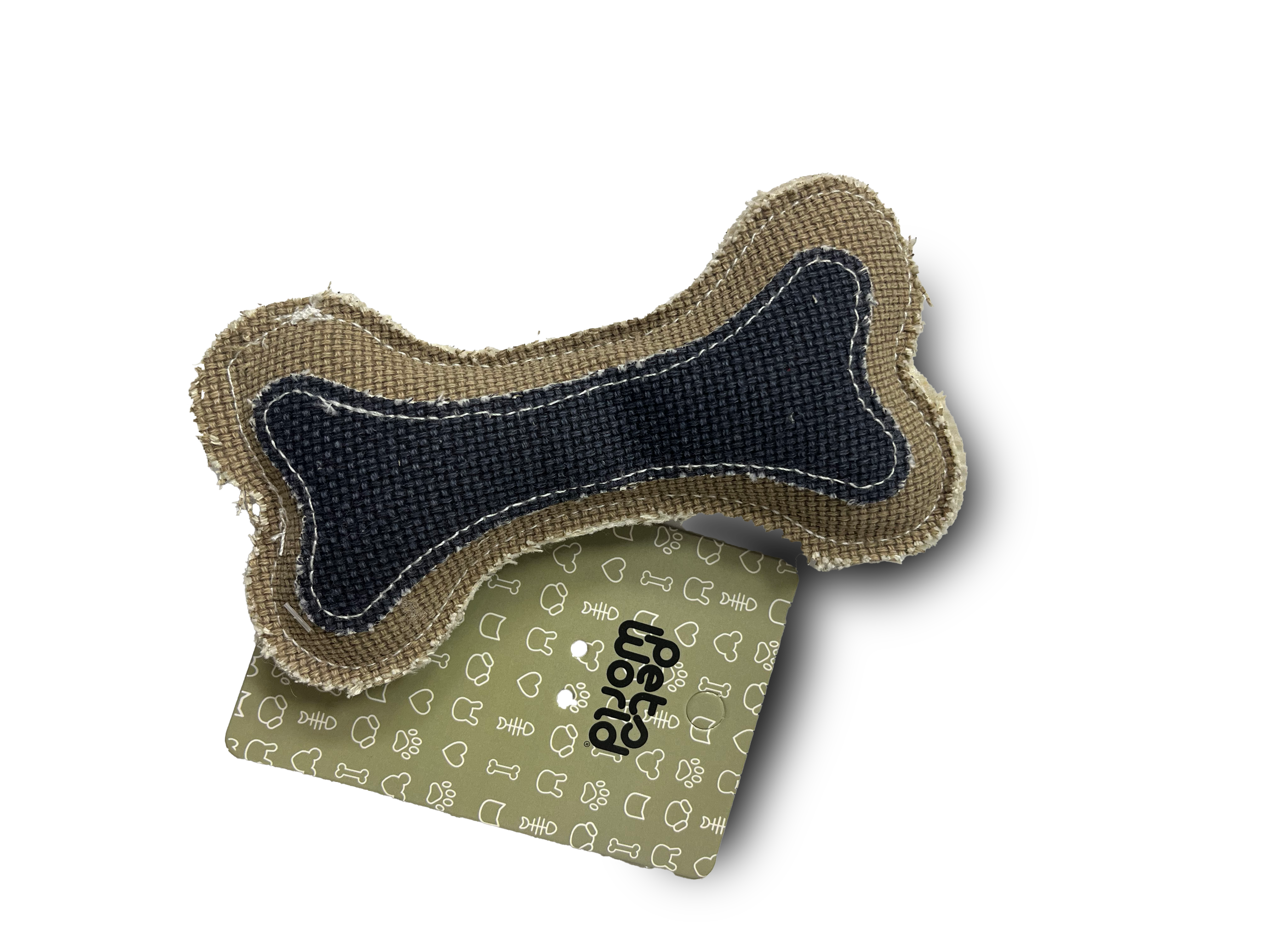 JUGUETE PERRO HUESO TELA BICOLOR 17X9CM (M9189)