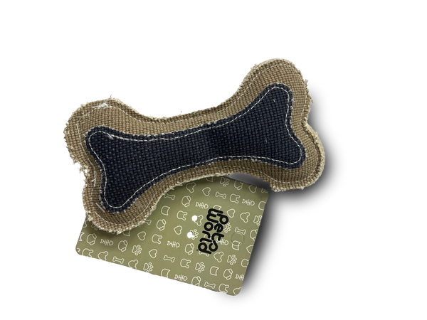 JUGUETE PERRO HUESO TELA BICOLOR 17X9CM (M9189)