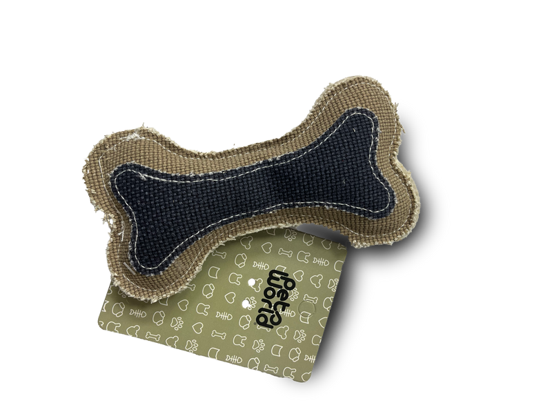 JUGUETE PERRO HUESO TELA BICOLOR 17X9CM (M9189)