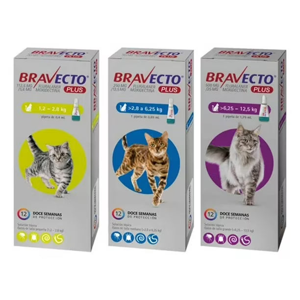 PIPETA BRAVECTO PLUS GATO GRANDE 6.25-12.5 X 1 UNIDAD
