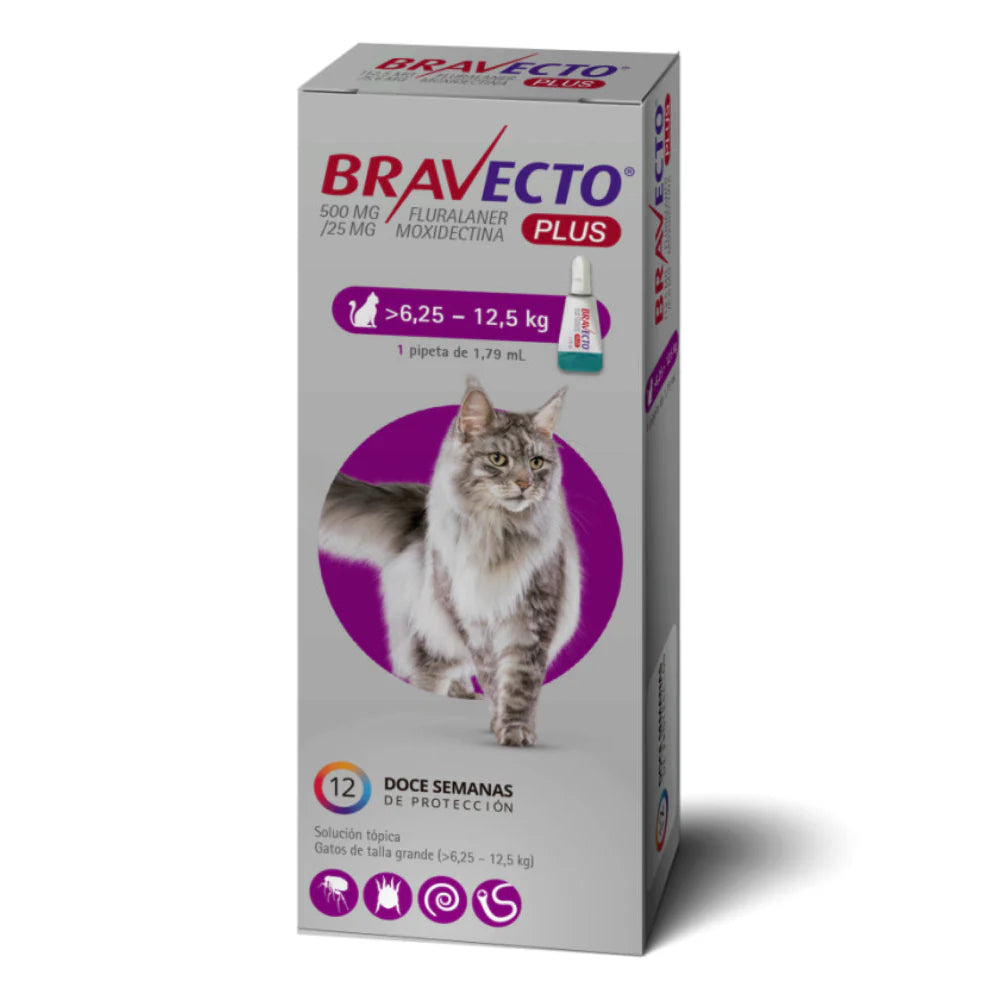 PIPETA BRAVECTO PLUS GATO GRANDE 6.25-12.5 X 1 UNIDAD