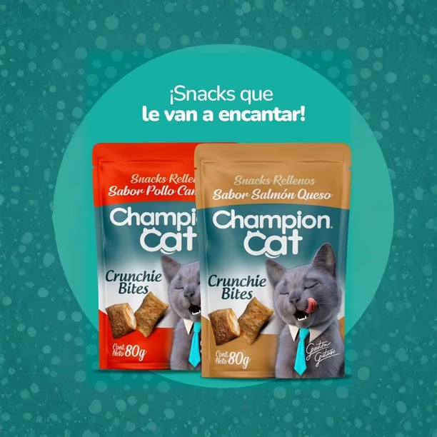 SNACK CHAMPION CAT CRUNCHIE SALMON QUESO 80GR