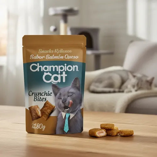 SNACK CHAMPION CAT CRUNCHIE SALMON QUESO 80GR