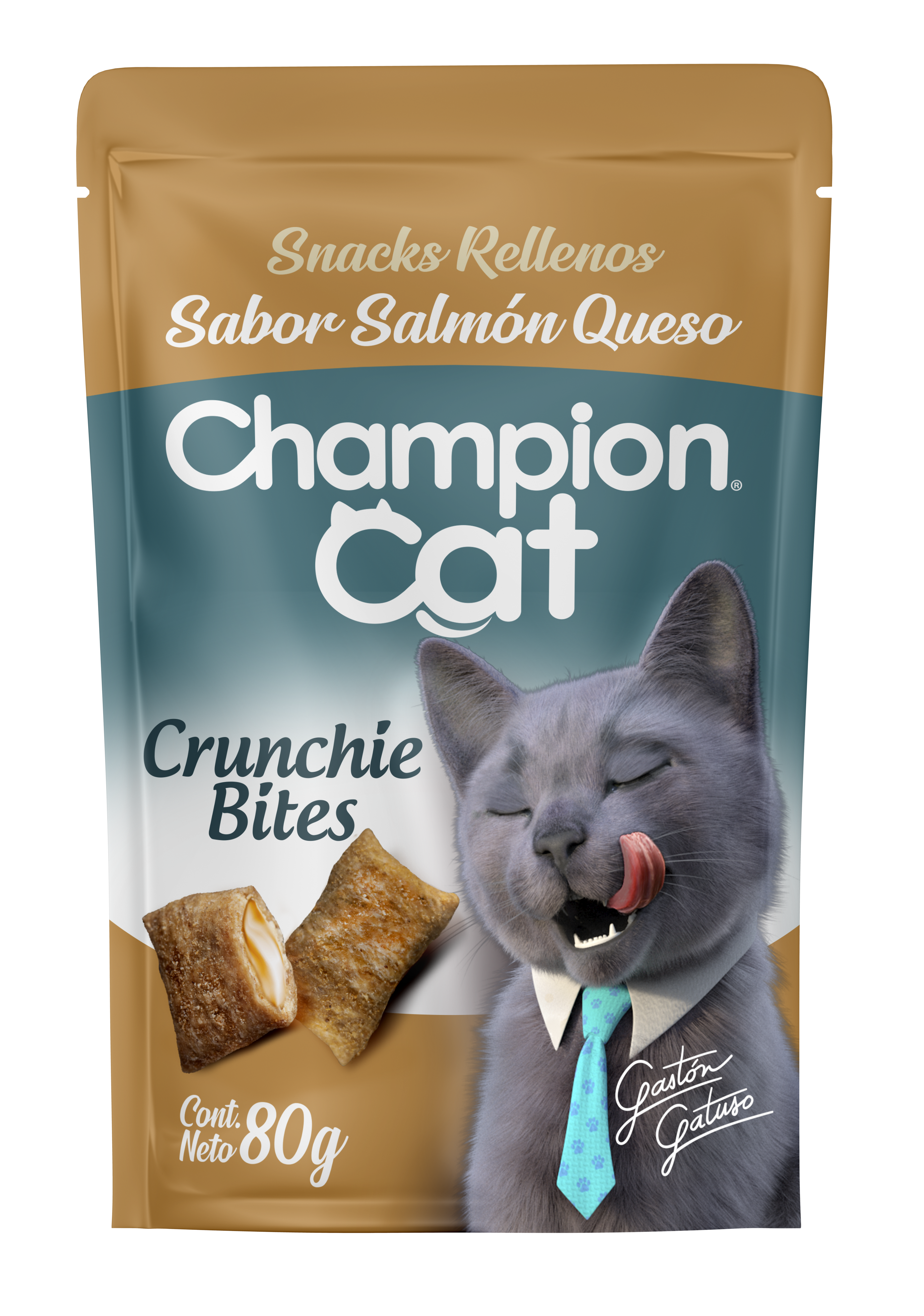SNACK CHAMPION CAT CRUNCHIE SALMON QUESO 80GR