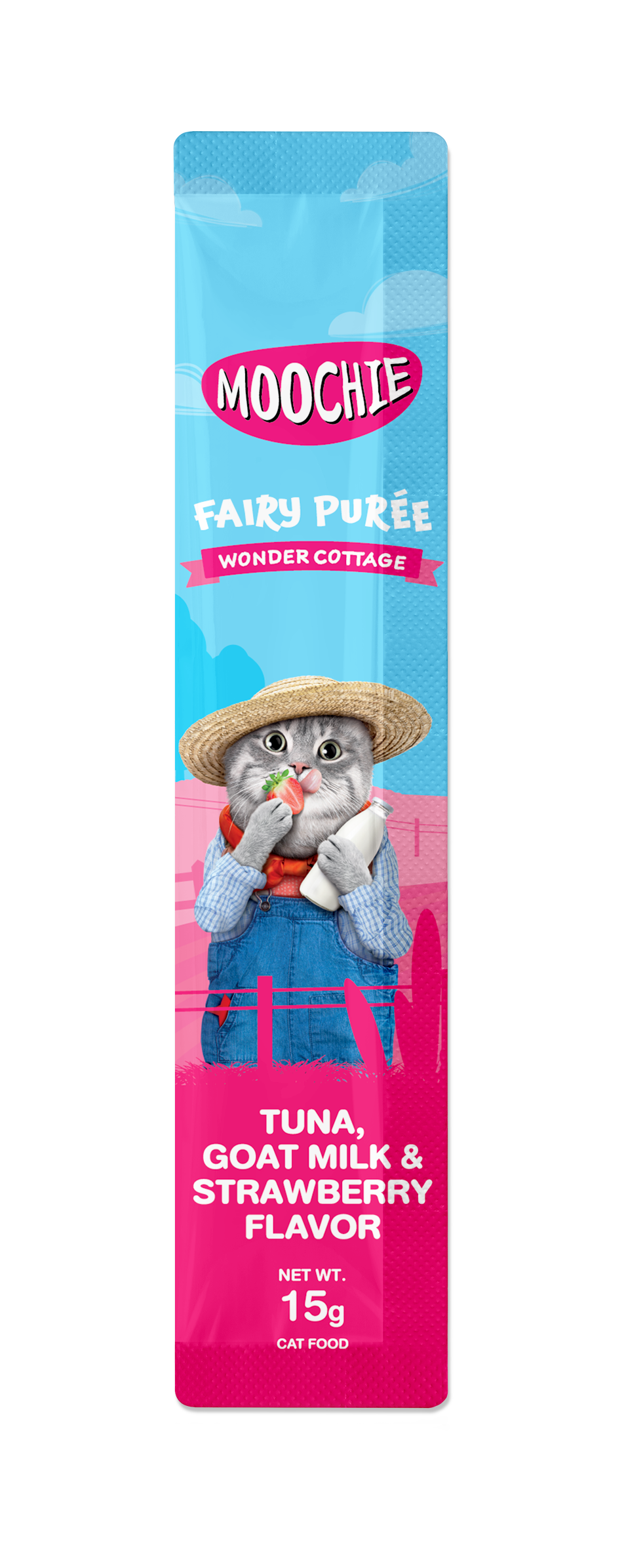 MOOCHIE TUBO GATO ATÚN, LECHE DE CABRA Y FRESA 15GR