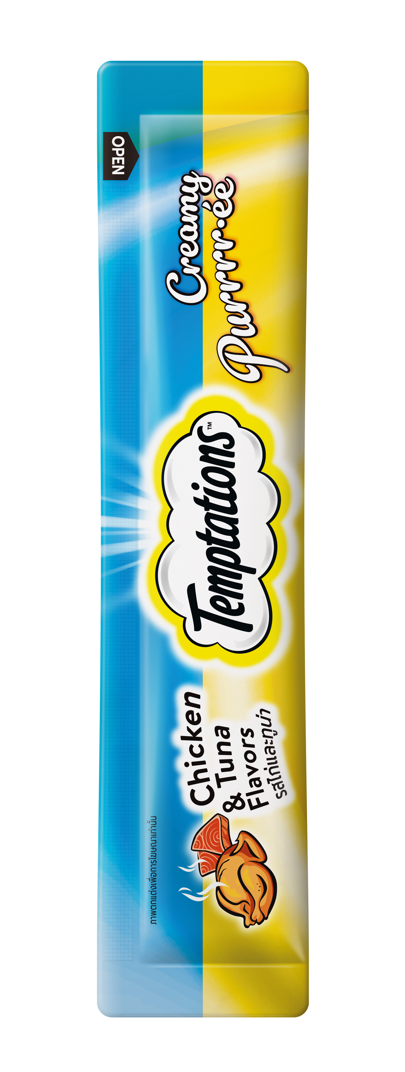 TEMPTATIONS CREAMY SNACK GATO POLLO ATUN 48GR