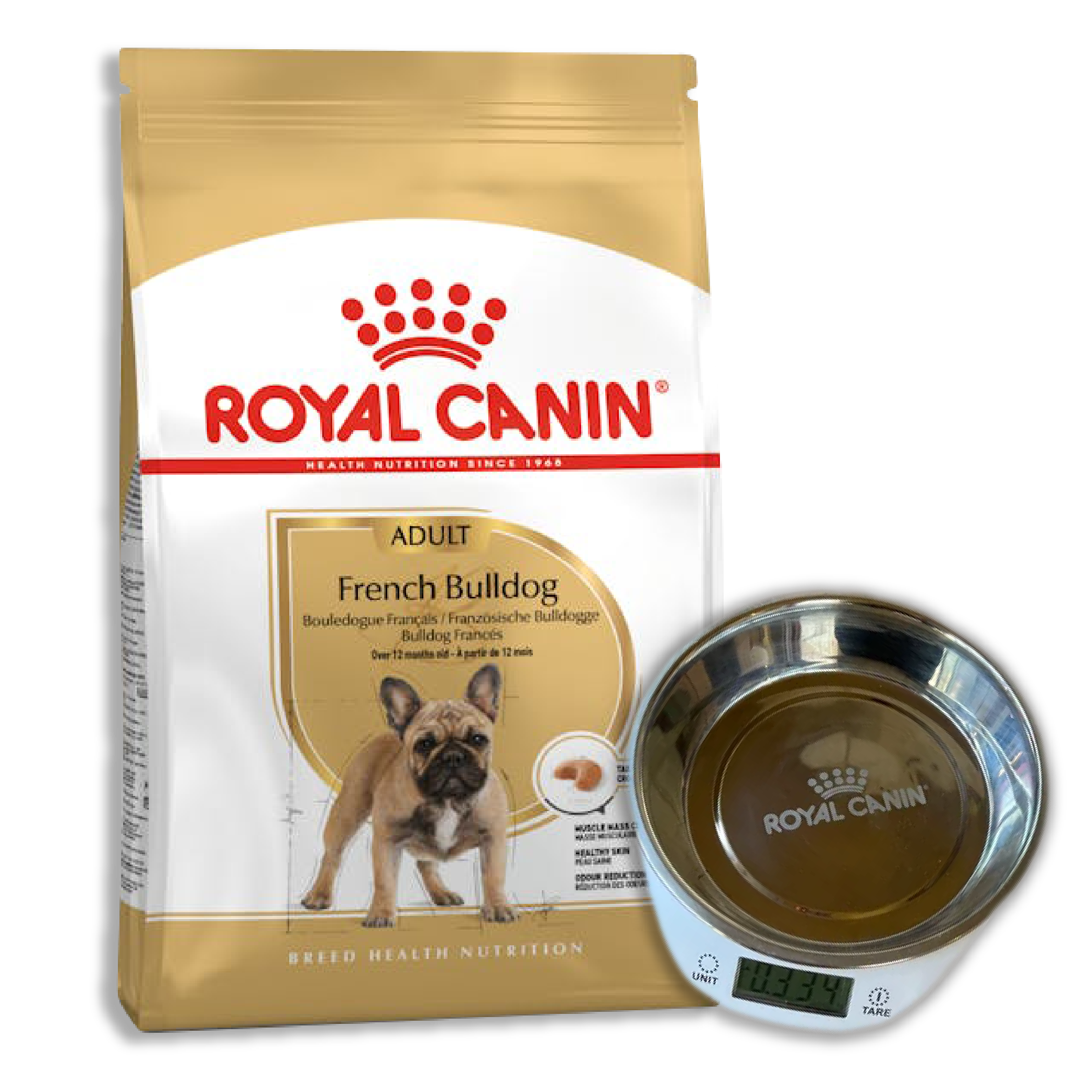 ROYAL CANIN BULLDOG FRANCES ADULTO 3KG + PLATO PESA DE REGALO