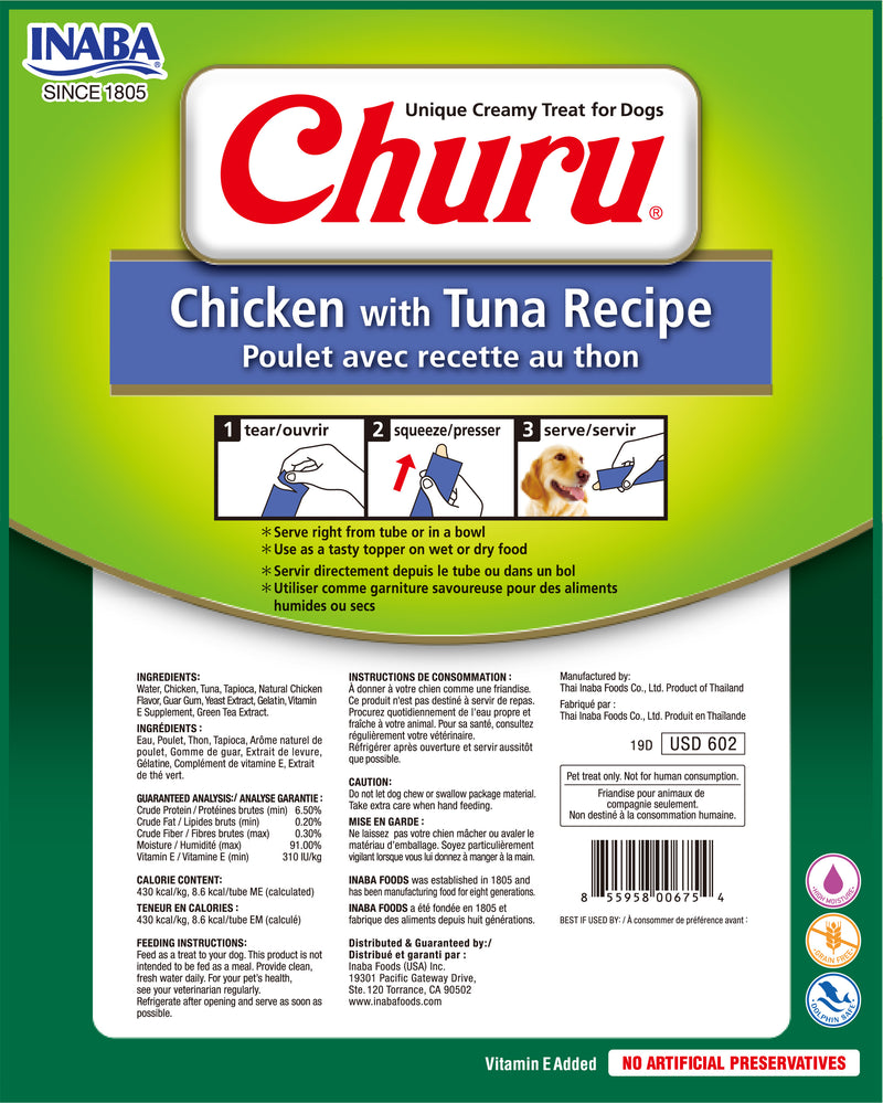 CHURU SOBRE DOG CHICKEN/TUNA 8P 160GRS
