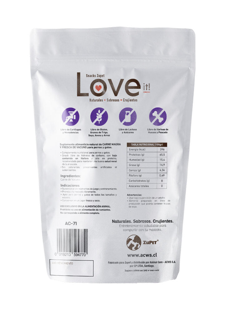 SNACK LOVE IT PERRO CARNE MAGRA VACUNO 40GRS