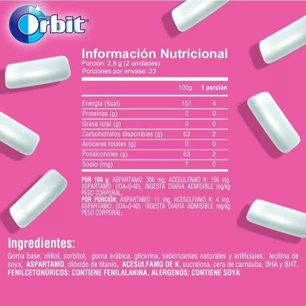 ORBIT CHICLE SABOR BUBBLEMINT 64GR