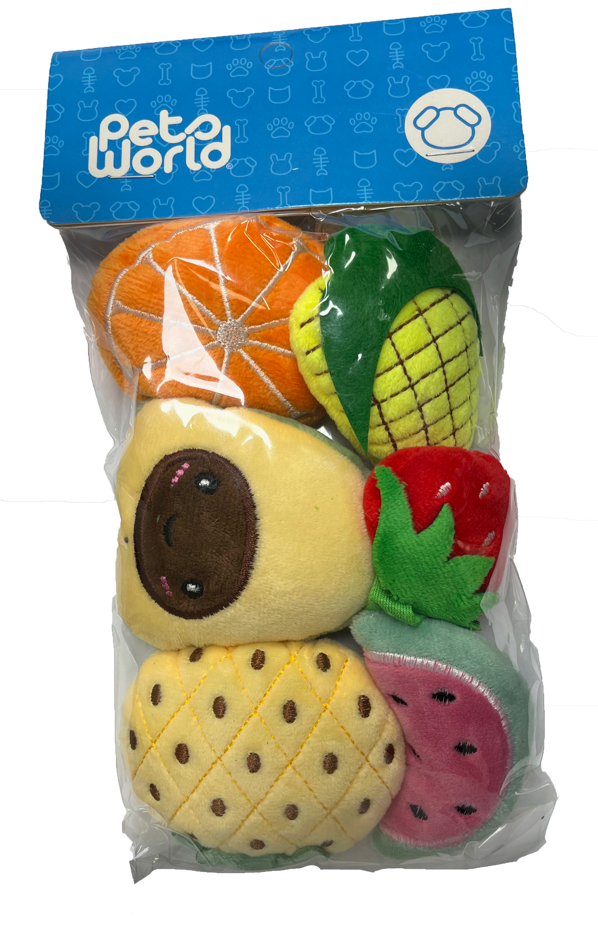 PACK PELUCHES FRUTAS MASCOTA 6PCS (M10362)