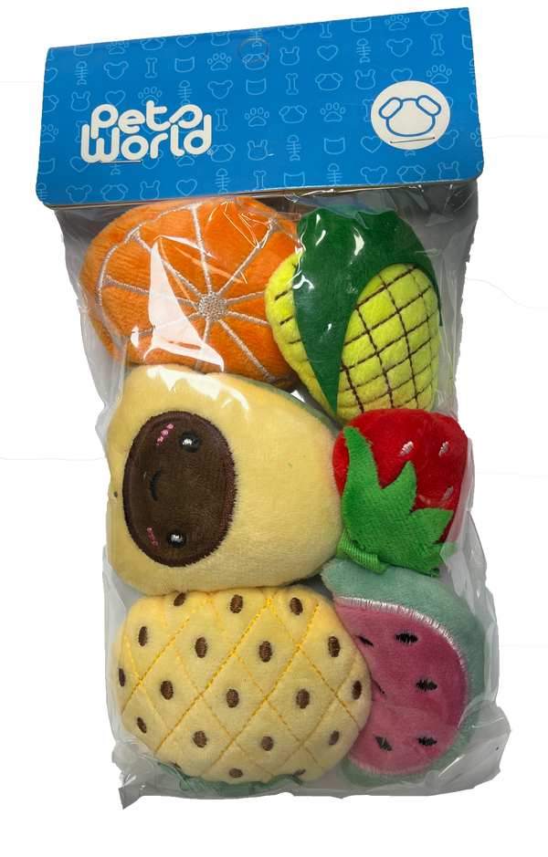 PACK PELUCHES FRUTAS MASCOTA 6PCS (M10362)