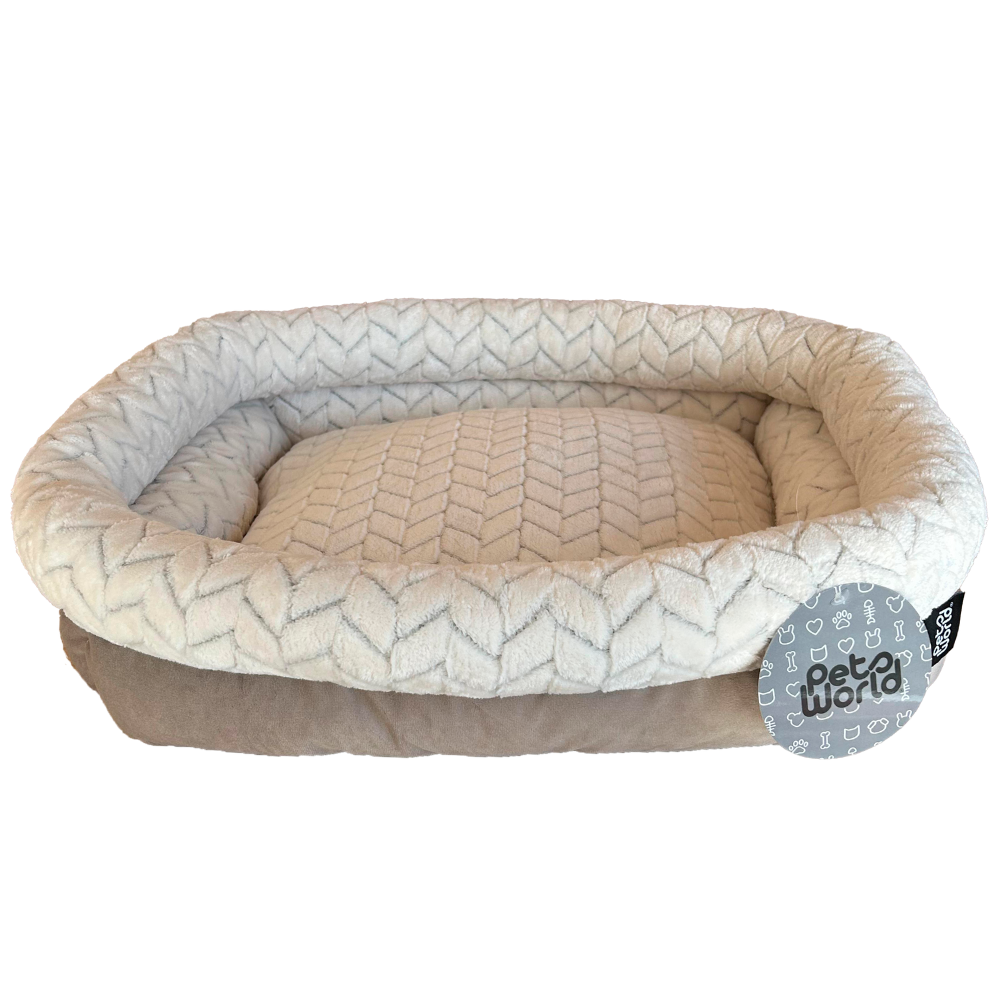 RECTANGULAR SOFT BROWN BED 61X56X20CM