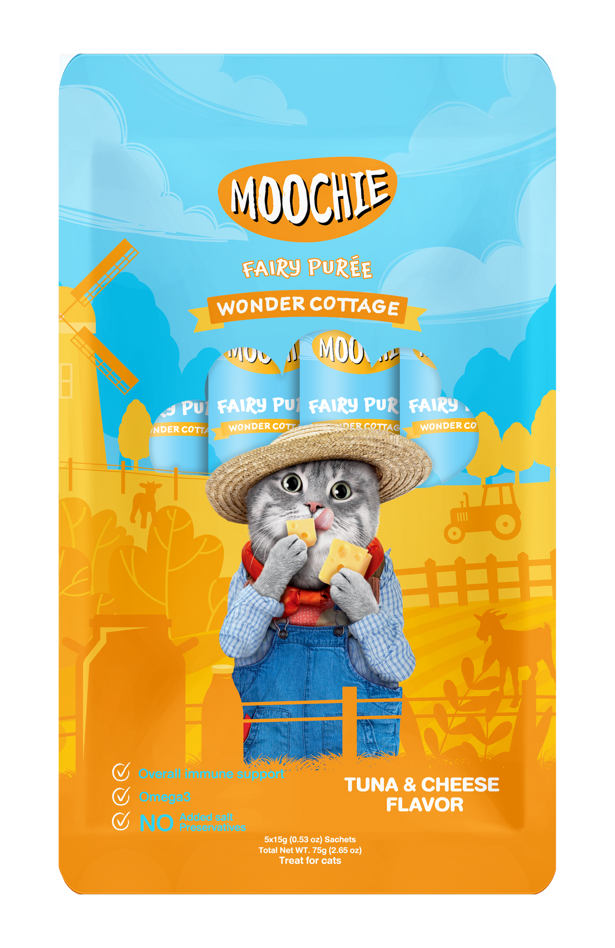 MOOCHIE TUBO GATO ATÚN QUESO 75GR