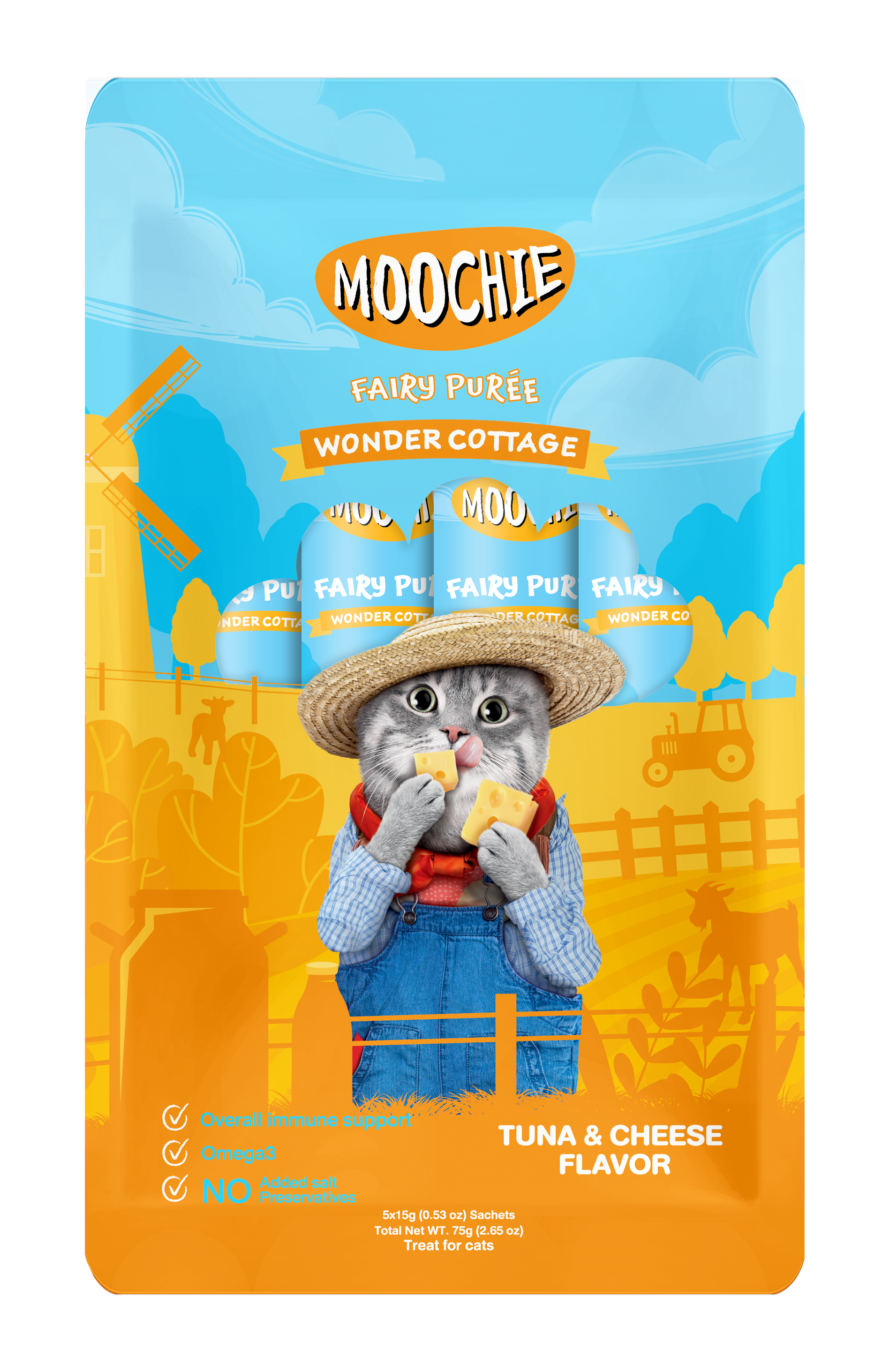 MOOCHIE TUBO GATO ATÚN QUESO 15GR
