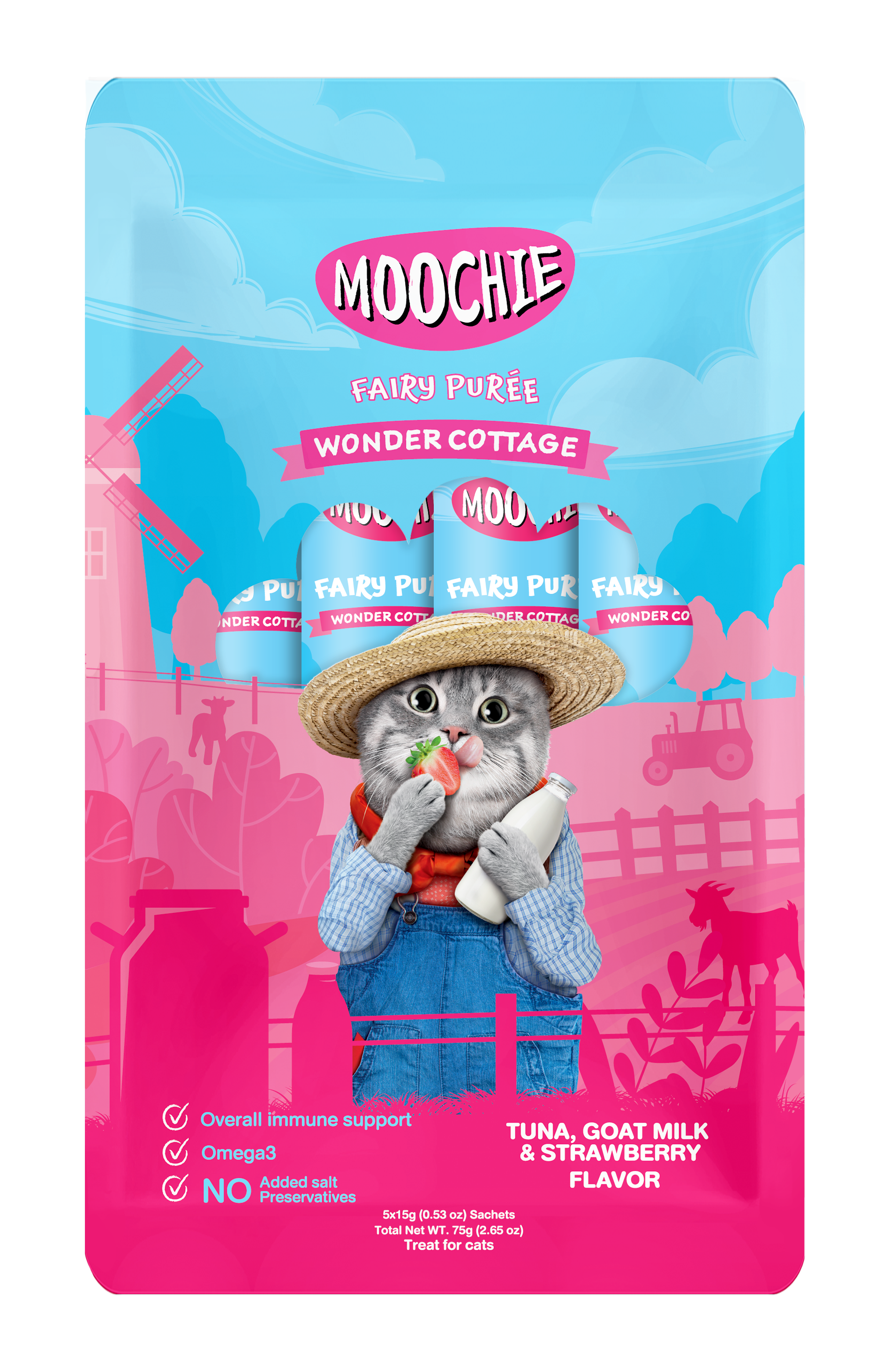MOOCHIE TUBO GATO ATÚN, LECHE DE CABRA Y FRESA 15GR