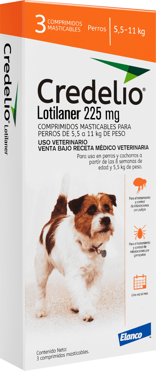ANTIPARASITARIO CREDELIO 225MG PERRO 5.5 A 11KG X3 COMP