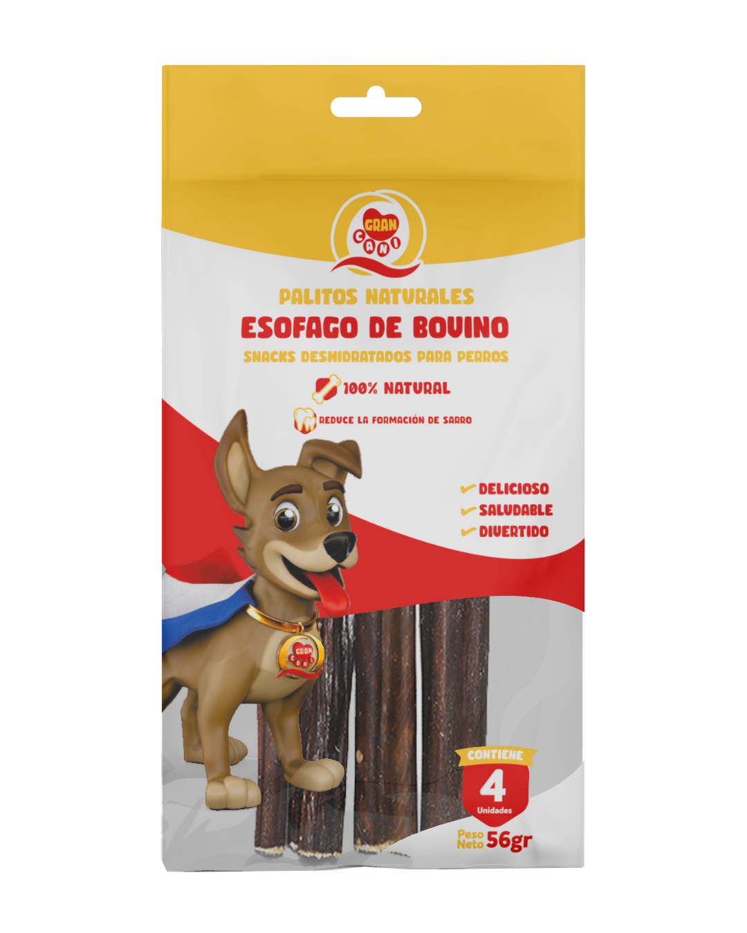 SNACK PALITOS ESOFAGO BOVINO X4  56GR