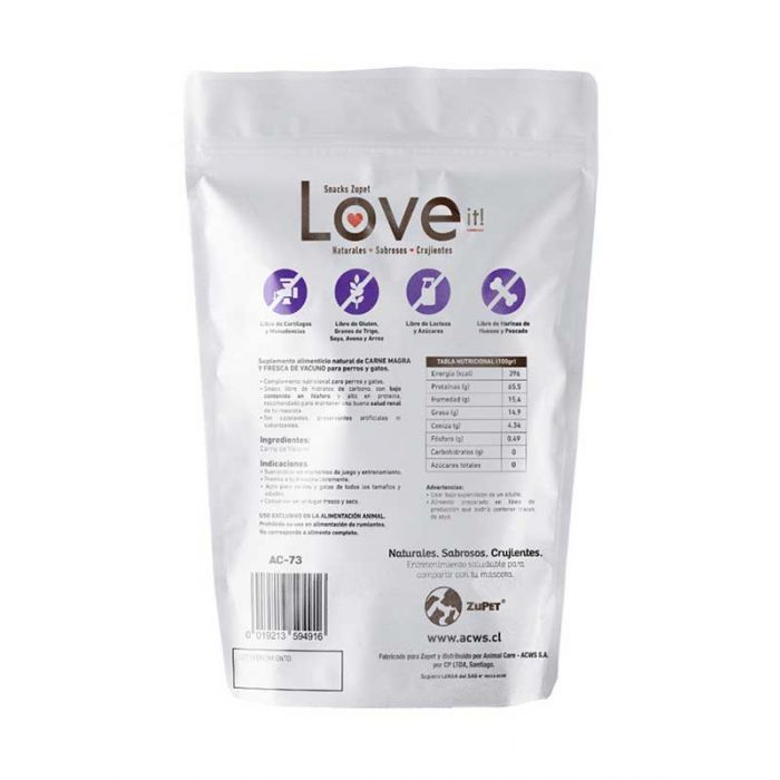 SNACK LOVE IT GATO CARNE MAGRA VACUNO 40GRS