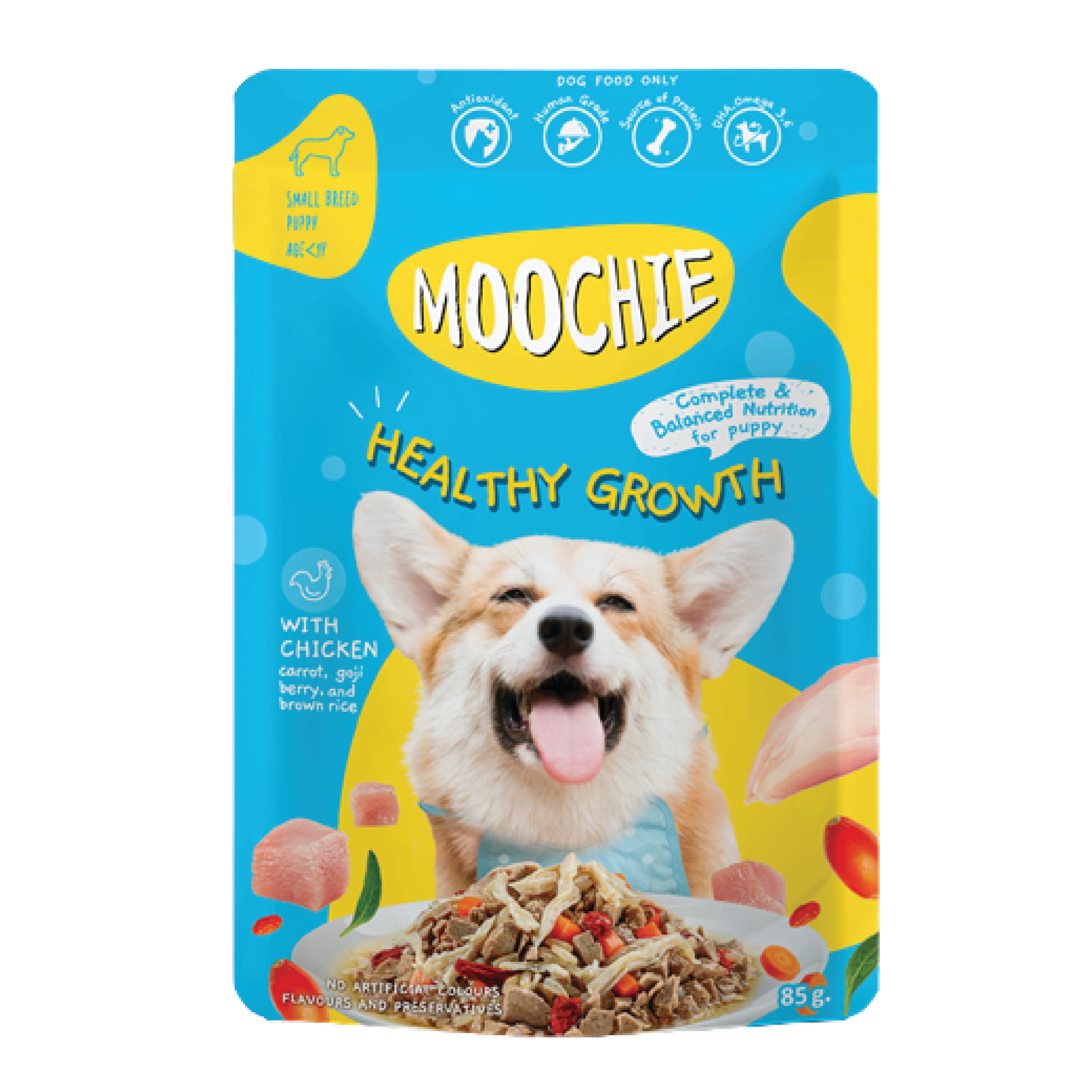 MOOCHIE SOBRE CACHORRO POLLO 85GRS HEALTHY GROWTH