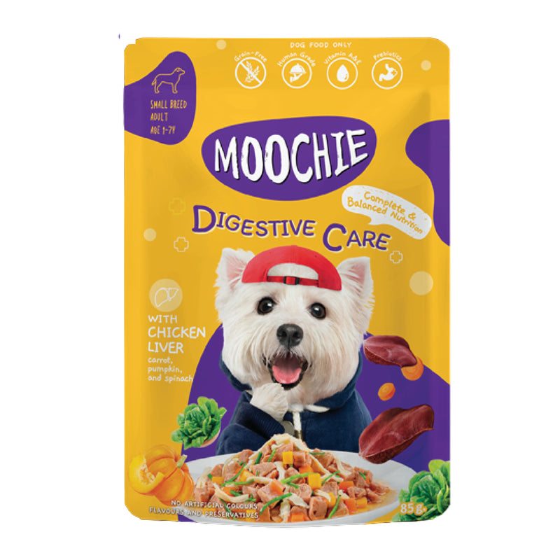 MOOCHIE SOBRE PERRO HIGADO DE POLLO 85 GRS DIGESTIVE CARE