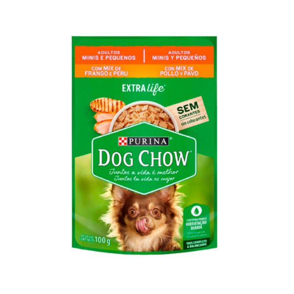 DOG CHOW SOBRE MINIS PEQUEÑOS MIX POLLO/PAVO 100GR