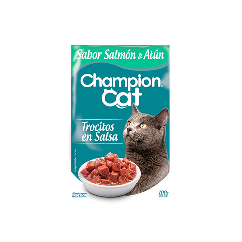 CHAMPION CAT SOBRE ATUN Y SALMON 100GR